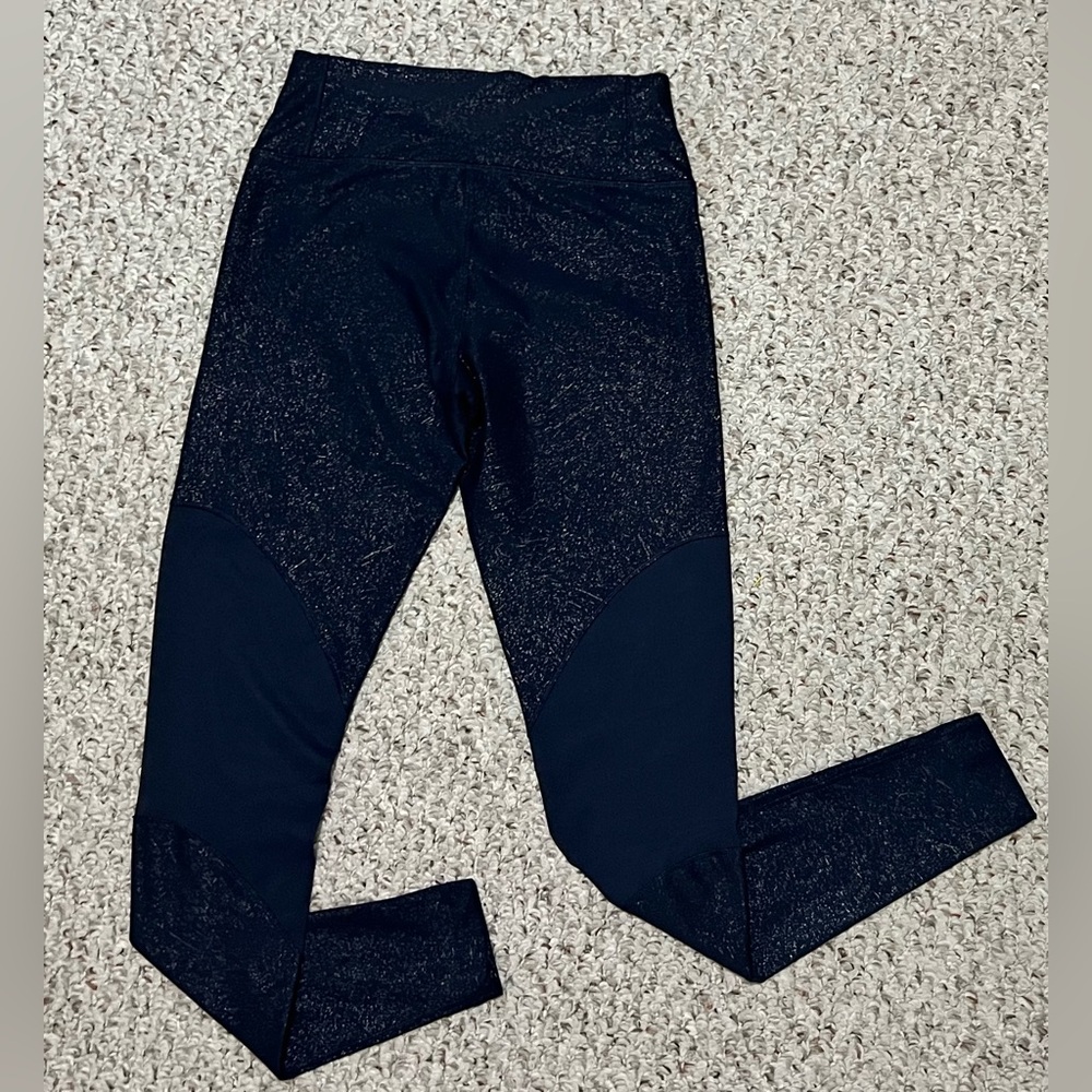 Nike Dri Fit Power Victory Tight Blue Sparkle Mesh Casual Leggings-Womens XS